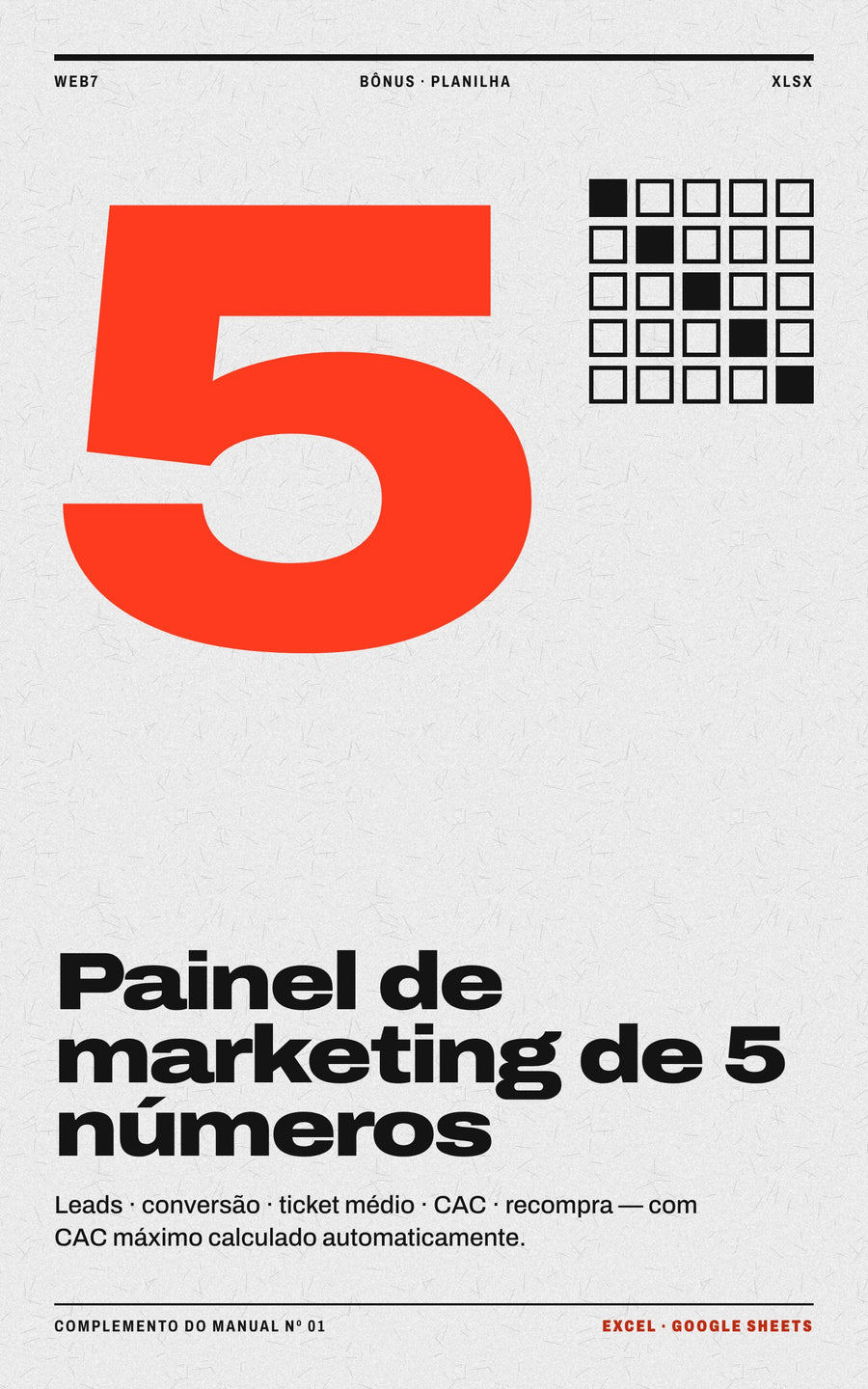 Painel de marketing de 5 números